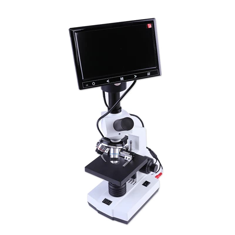 Microscopio a temperatura costante per riscaldamento con schermo da 9 pollici Strumento veterinario per microscopio veterinario e animale