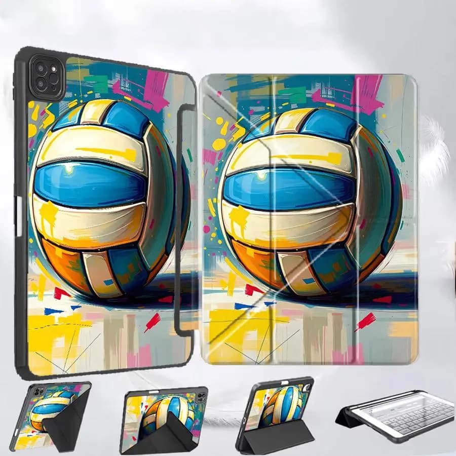 Tablet Case Colorful Volleyball for iPad Pro 2025 Air 4 5 M3 M2 11 inch Mini 6 7 Pro 11a 10a 9a 7a 12.9 inch with Support