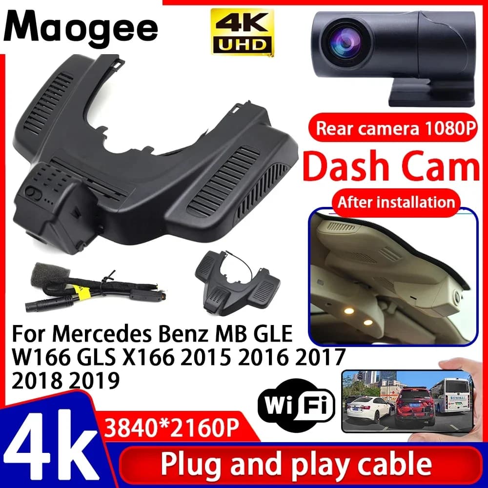 4K Plug and Play, Dash Cam for Auto Mercedes Benz MB GLE W166 GLS X166 2015- 2019