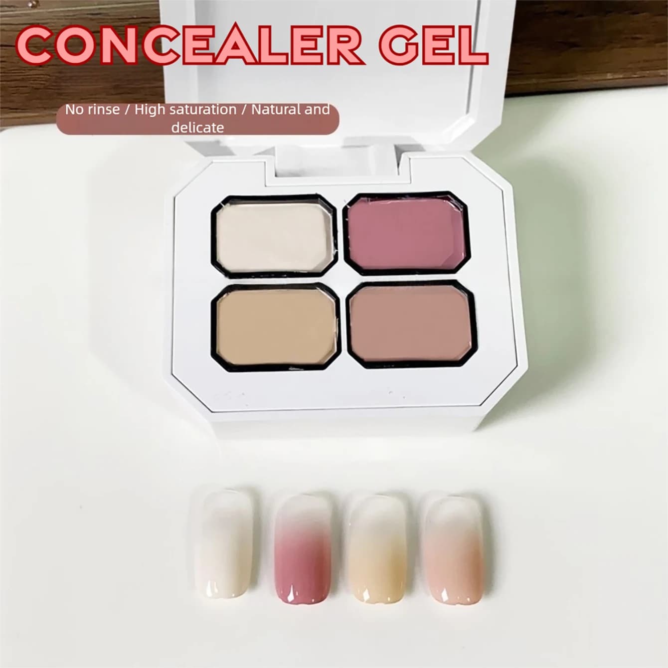 2026 Solid Nude Concealer Nail Gel Quad Palette Gradient Blush Painting for Free Edge Nail Art Covering Patting Concealer