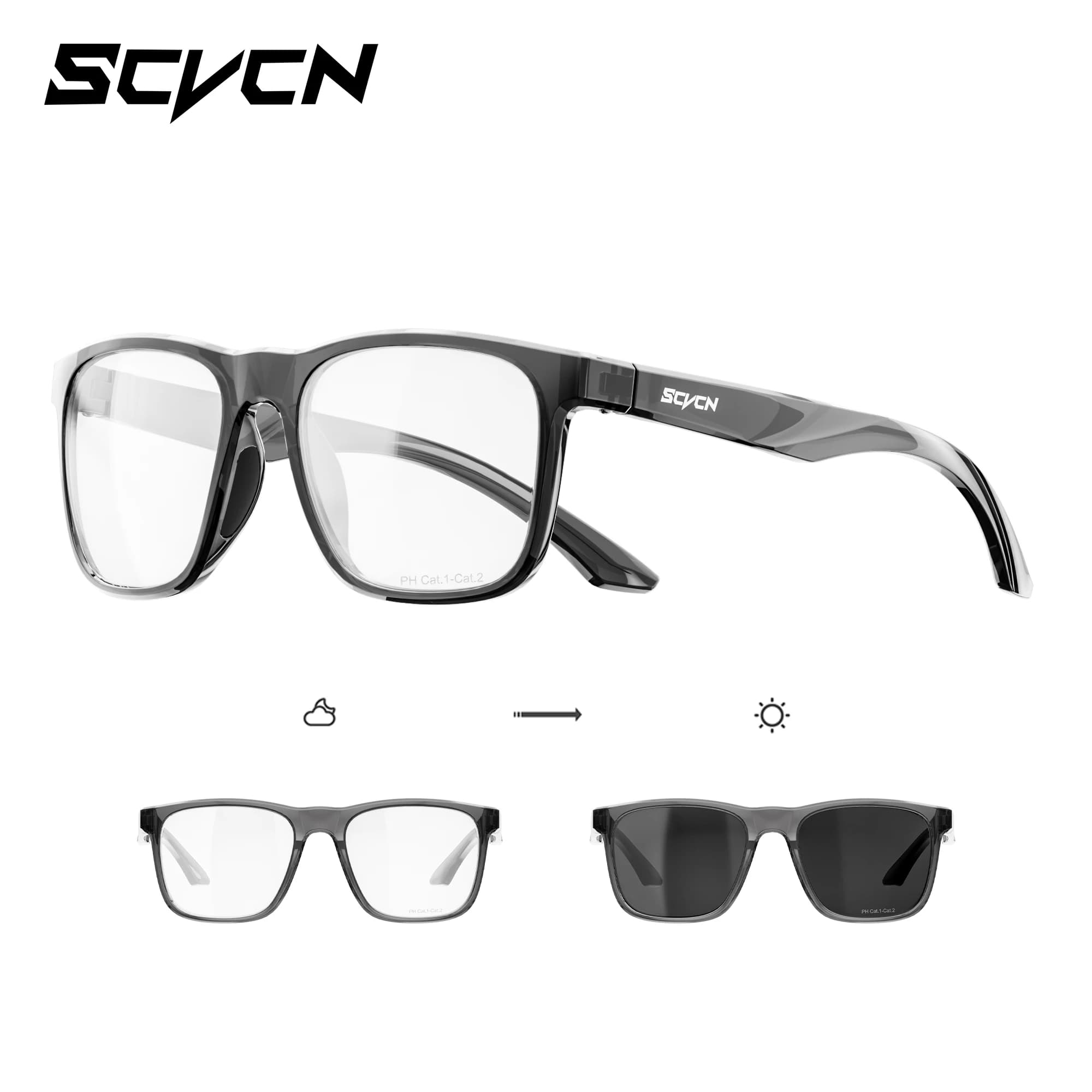 SCVCN Cycling Sunglasses Polarized & Photochromic Glasses UV400 Road Bike Dark Glasses Sports Eyewear Bicycle Outdoor Goggles