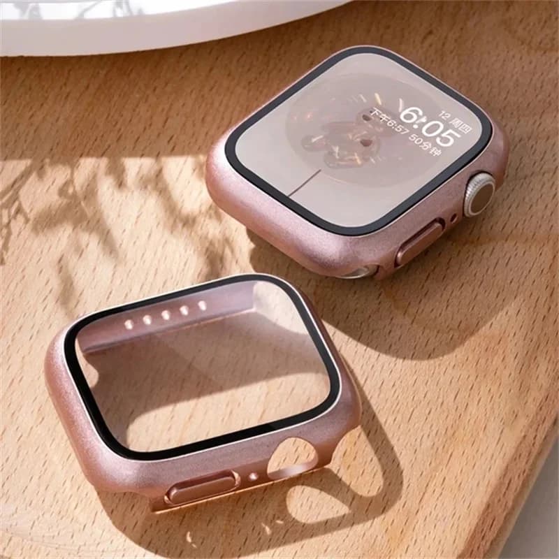 Tempered glass + cover for Apple Watch 45mm 41mm 42mm 38mm PC screen protective cover iWatch 6 5 4 if 44mm 40mm