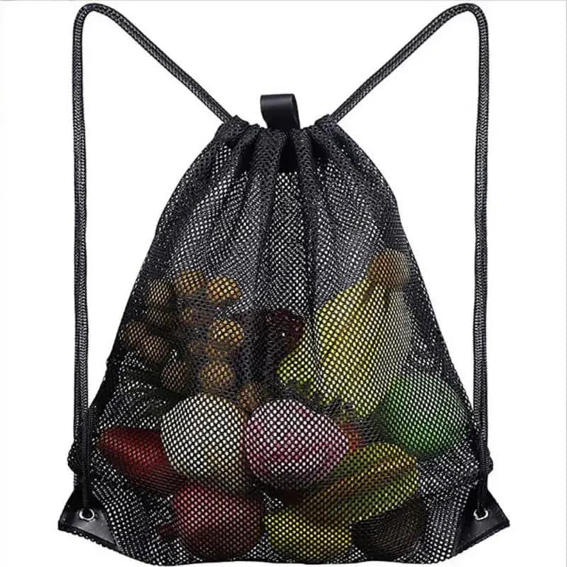 Mesh backpack with rope, quick exercise bag, multifunctional, foldable, ventilated, swimming and fishing equipment, outdoor use