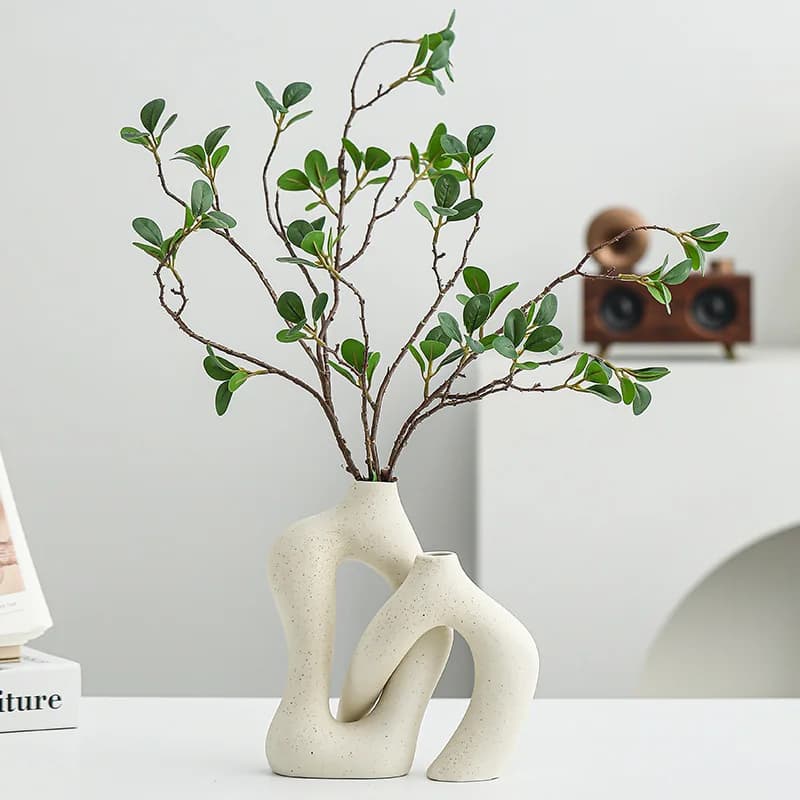 Set di Vasi in Ceramica Bianca, Decorazione Artistica di Lusso per Soggiorno, Mobile TV, Ingresso, Centrotavola Moderno
