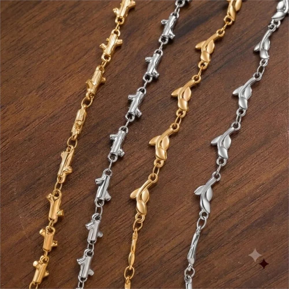 1Meter Stainless Steel Leaves Branches Shape Handmade Link Chain For DIY Necklaces Bracelets Jewelry Finding Material Components