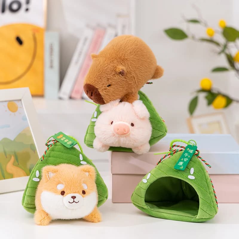 Peluche Zongzi: Adorabili Bambole Imbottite di Capibara, Maiale e Shiba Inu, Ciondoli per Zaino, Portachiavi, Decorazioni, Giocattoli, Regali per il Festival delle Barche Drago