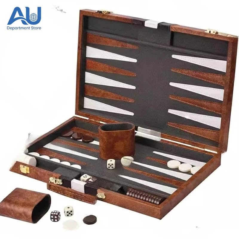 15 High Quality Travel Size Leather Backgammon Board Game Set 15 Inch