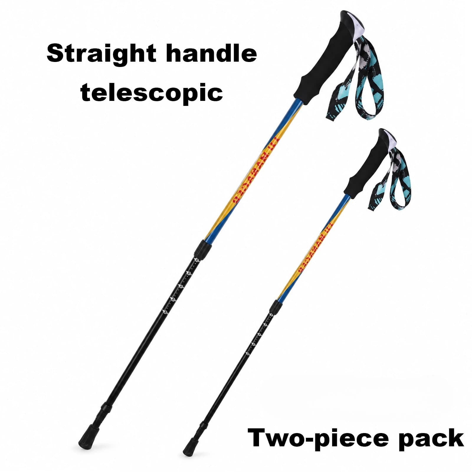 2Pcs Portable Telescopic Trekking Pole Lightweight Aluminum Adjustable Walking Sticks with Cartoon Wrist Strap for Kids Camping