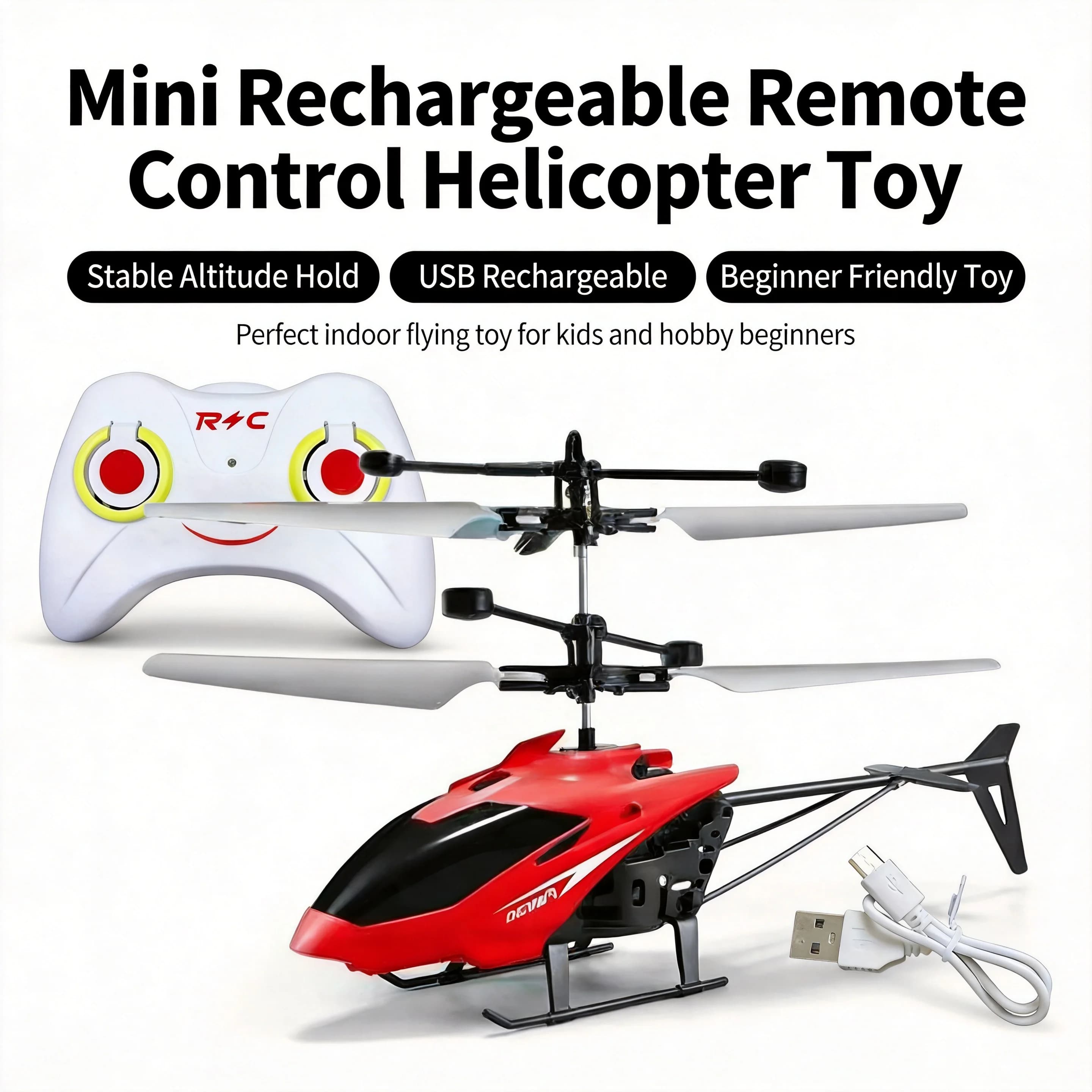 Mini Elicottero Telecomandato Ricaricabile, Drone RC a Induzione Infrarossi, Giocattolo Volante Controllato a Mano con Luci LED
