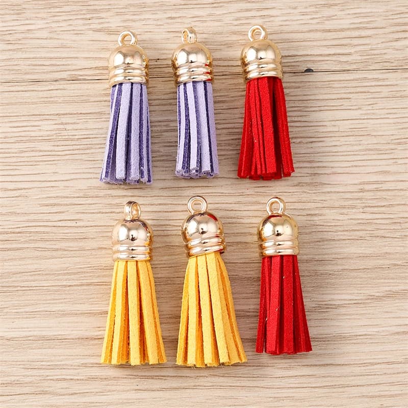 10pcs 10x35mm Cute Leather Tassel Charms Pendants for Jewelry Making Drop Earrings Necklaces Keychains DIY Crafts Accessories