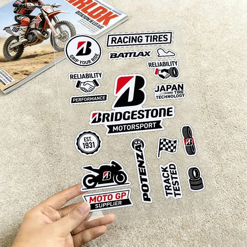 Adesivi Riflettenti per Moto Bridgestone, Decalcomanie Impermeabili in Vinile per Casco Moto, Serbatoio Carburante, Bicicletta