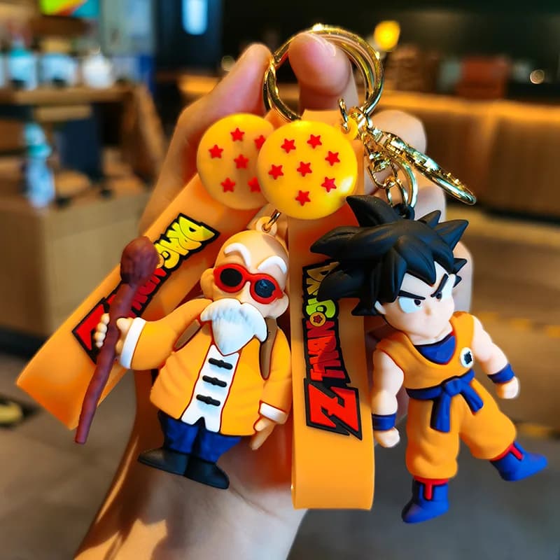 Anime Dragon Ball Keyring Fashion jewelry Son Goku Vegeta Small Action Figures 8CM PVC Keyring for Men Woman Pendant Bag