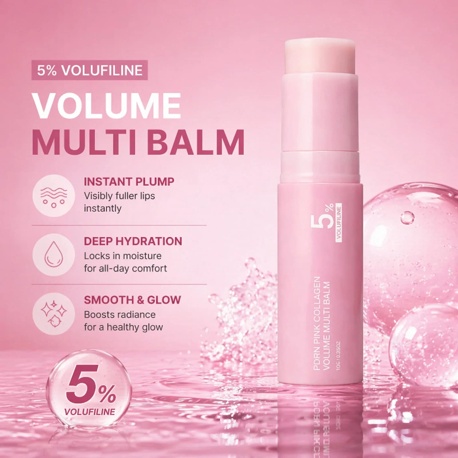 5%PDRN Collagen Volume Multi Balm Volufiline Anti-Wrinkle Firming Moisturizer Stick Face Neck Lip Multi-Use Skincare Balm