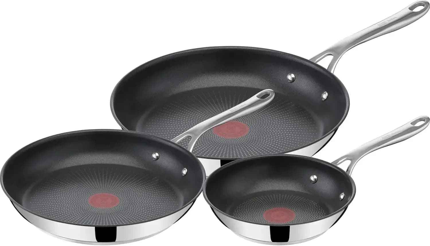 Set di Padelle Antiaderenti in Acciaio Inox, 3 Misure (20/24/28cm) Compatibili con l'Induzione