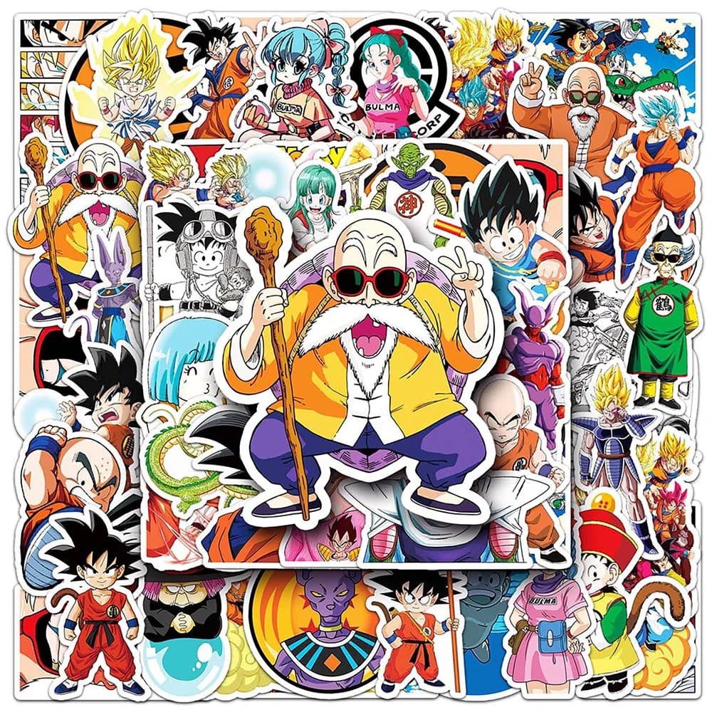 10/30/50 Pezzi Adesivi Classici Manga Dragon Ball, Decalcomanie per Giocattoli, Laptop, Borracce, Telefoni, Adesivi Anime Cool di Son Goku