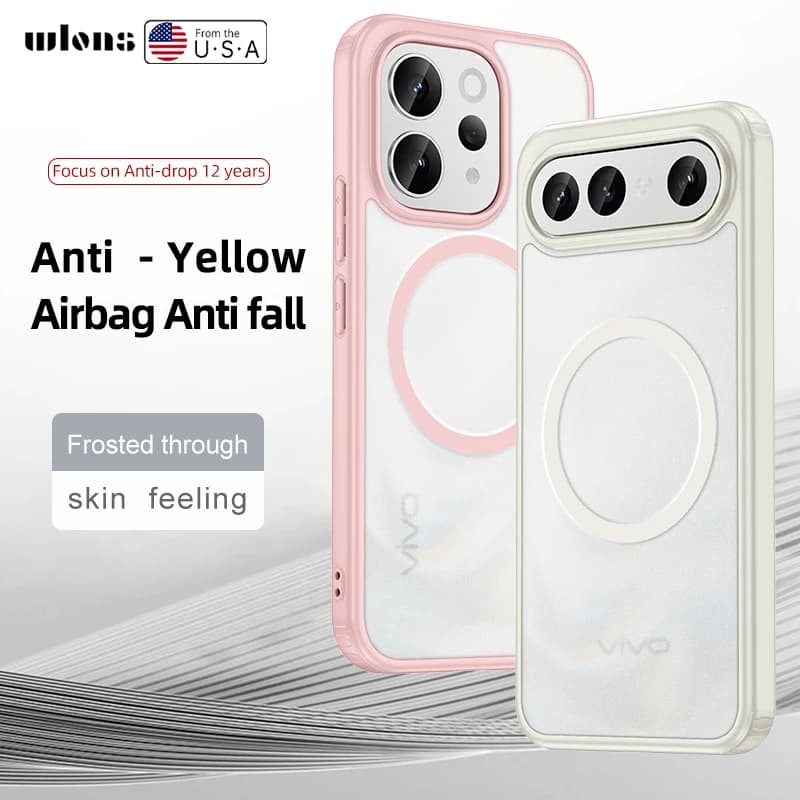 For Vivo V70 Elite X300 FE Case Magnetic Frosted Semi-transparent Baby Skin Touch Raised Camera Lens Lips Guard Hybrid Cover