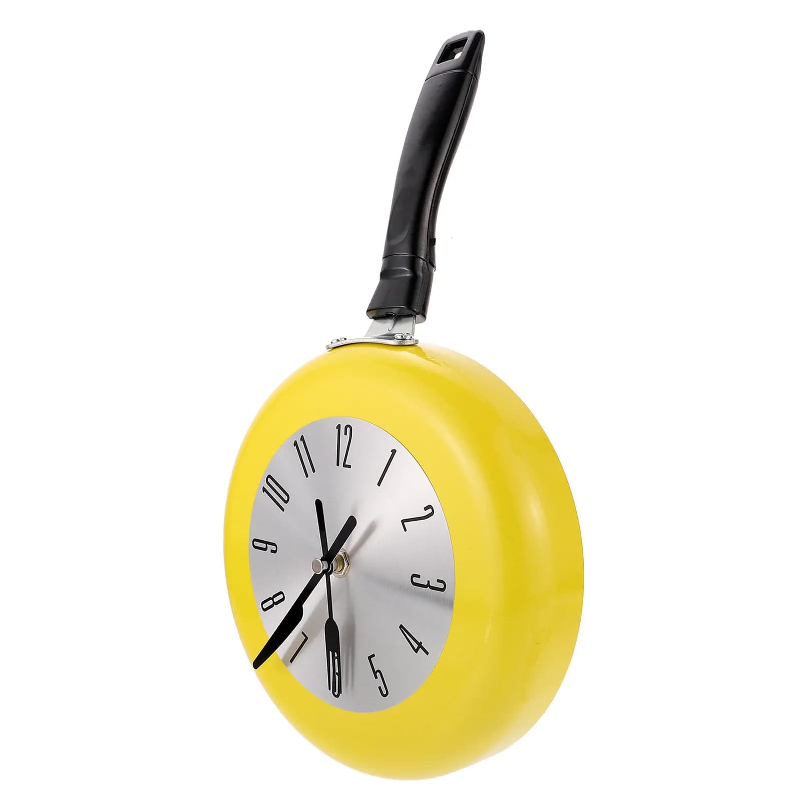 Set di 1 Orologio da Parete Rotondo al Quarzo, Design a Padella in Metallo, Silenzioso con Movimento Continuo delle Lancette, Decorazione Creativa per Cucina e Casa