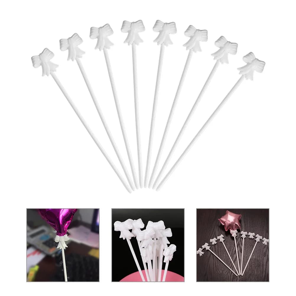 Bastoncini per palloncini in alluminio da 50 pezzi bastoncini per palloncini riutilizzabili bastoncini di supporto per palloncini Bowknot supporti per palloncini in alluminio