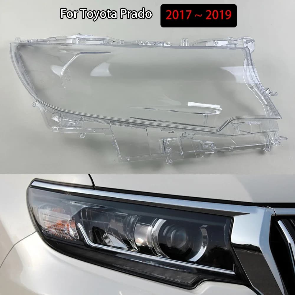 Per Toyota Prado 2017 2018 2019 Sinistra Destra Trasparente Faro Copriobiettivo Faro Paralume Coprilampada Testa Della Lampada Borsette di Vetro