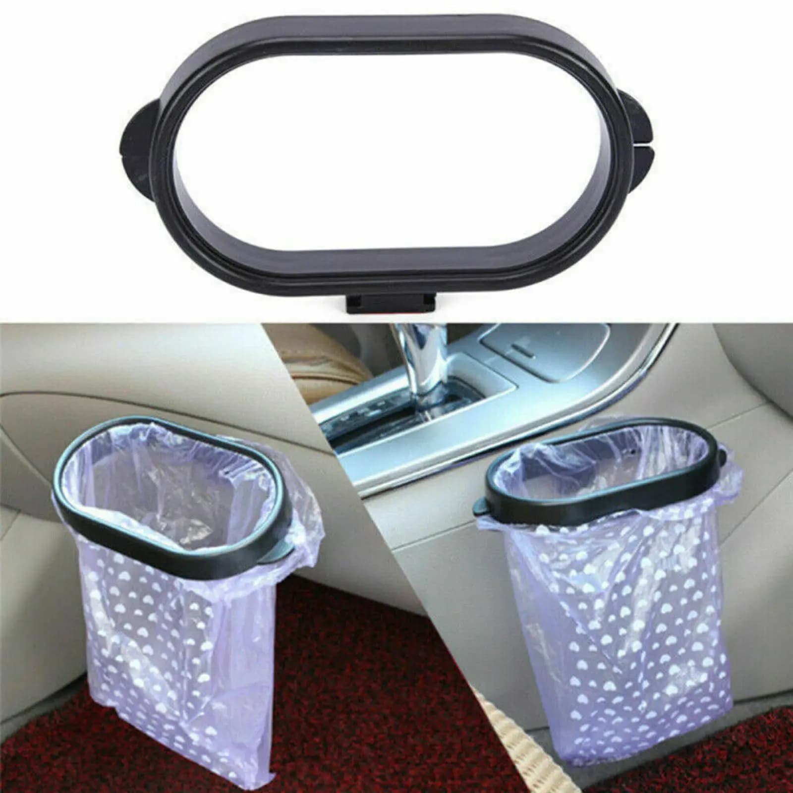 175*95mm Pattumiera per auto Bidone della spazzatura Porta immondizia Organizzatore ABS Nero Sacchetto di immagazzinaggio Gancio Porta sacchetto della spazzatura Accessori auto