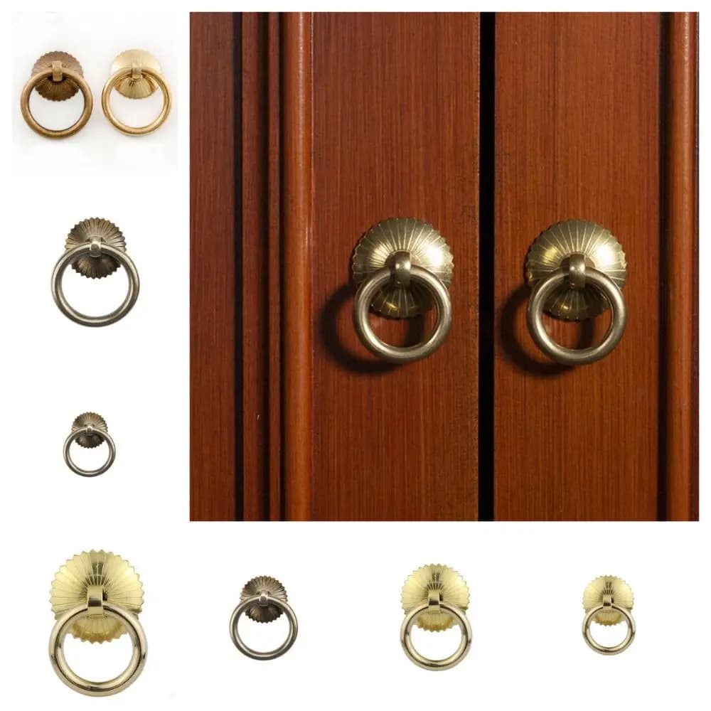 Maniglia circolare Anelli per tirare Anello in bronzo Battente per porta Maniglie in ottone Manopole per cassetti Guardaroba