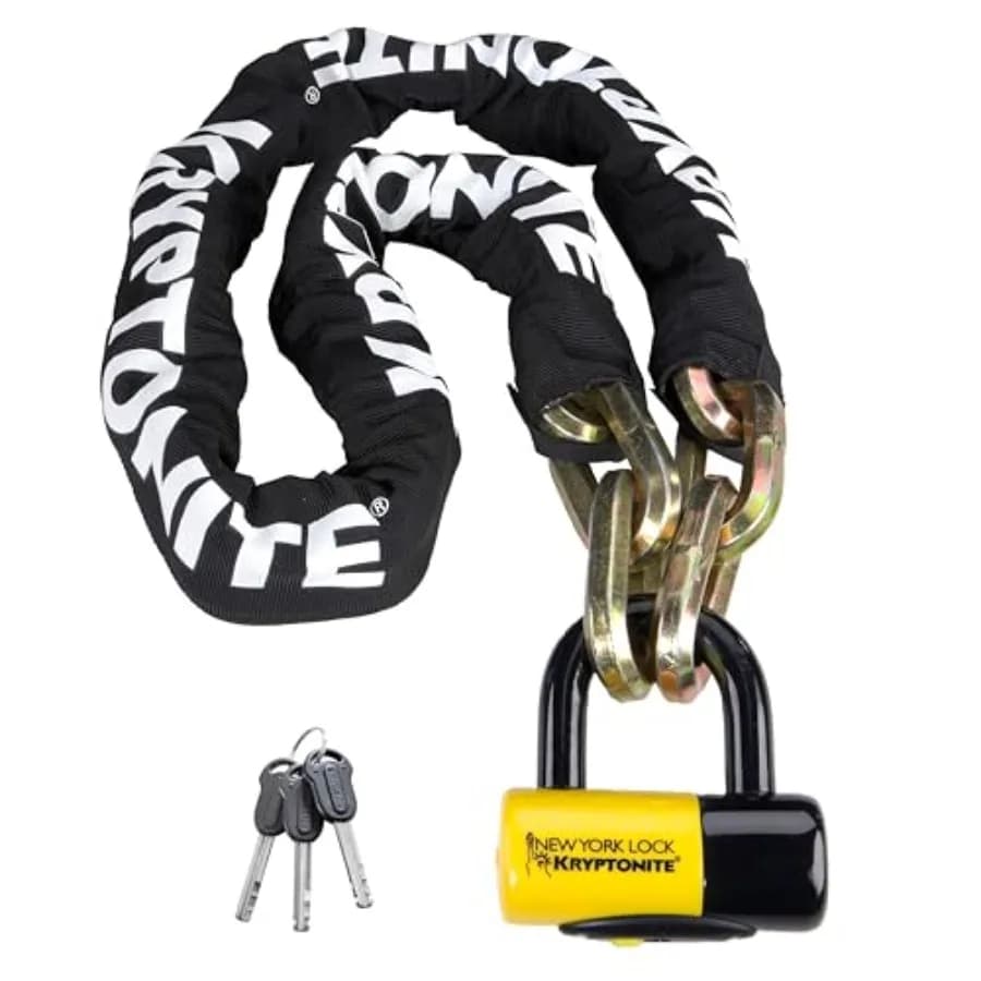 Catena di sicurezza Kryptonite New York Fahgettaboudit 1415 con lucchetto a disco per biciclette, in acciaio inossidabile nero