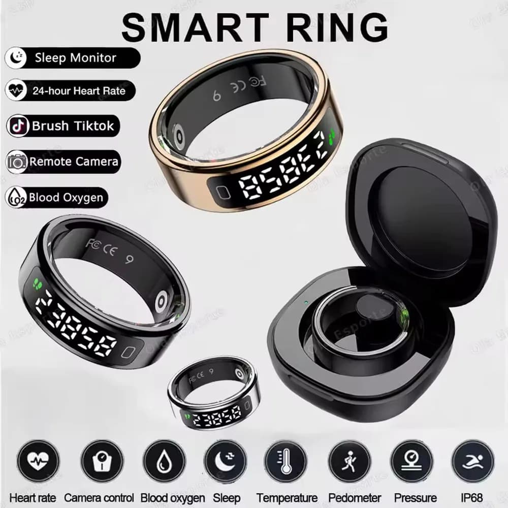 New R11 Smart Ring for Men and Women with LED Display, Cardiac and Oxygen Frequency Monitor in Blood, Waterproof, Multi-Sport Mode, Smartrings 2026