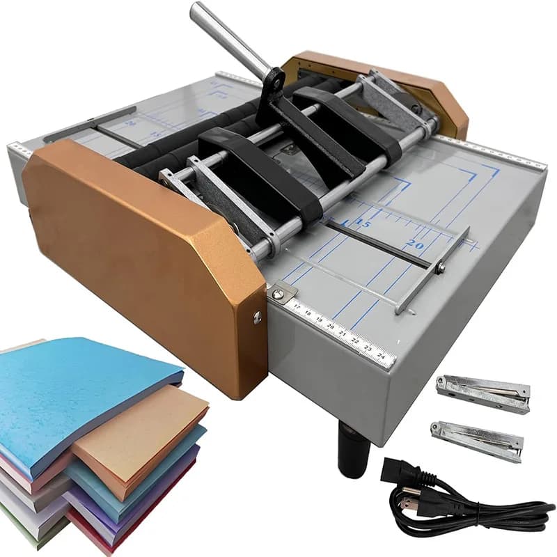 Raccoglitore automatico per libri 110v Cucitrice per proiettili di punti metallici Macchina pieghevole Guide laterali regolabili da tavolo professionali