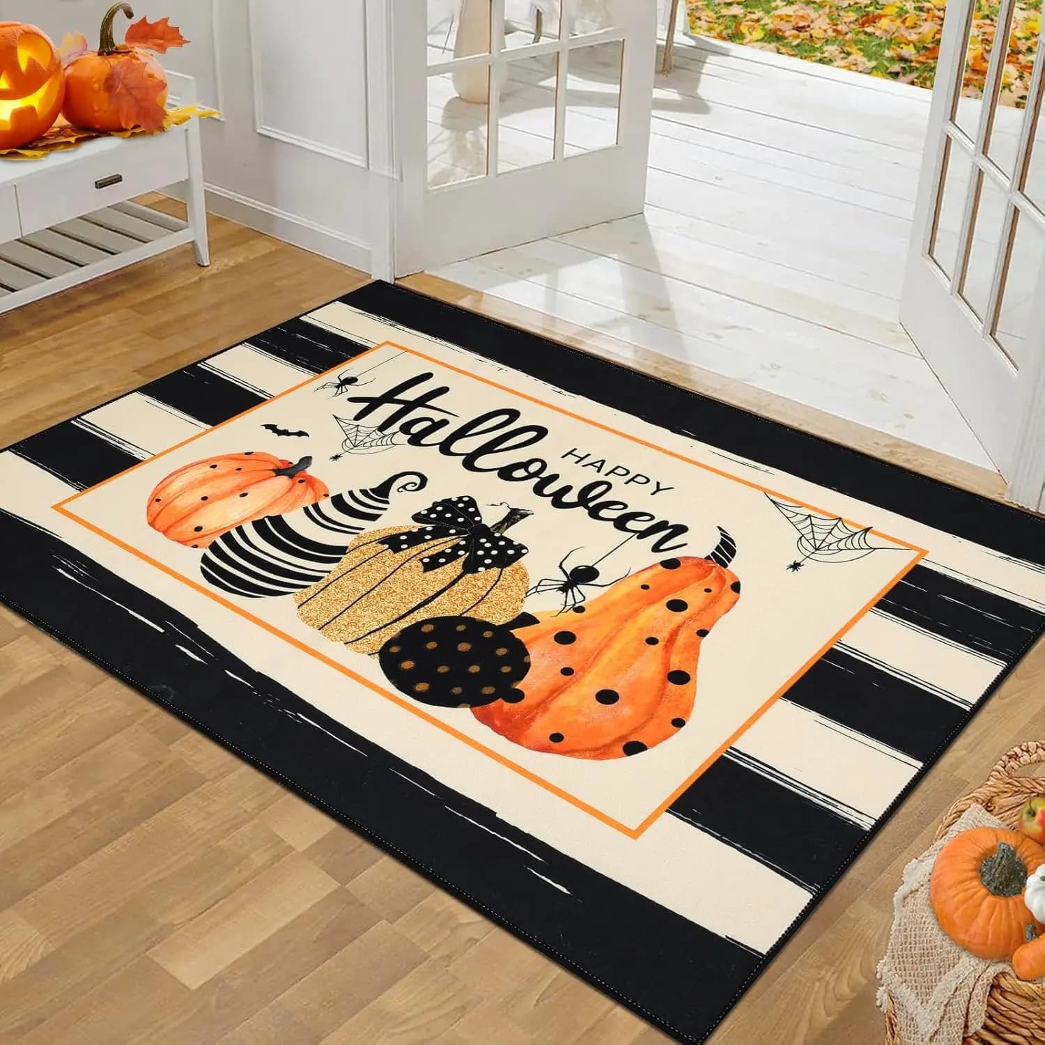 VIKAMA Halloween Autunno Zerbino Ringraziamento Tappetino di benvenuto Interno antiscivolo Resistente allo sporco Tappetino per piedi Decorazioni per la casa