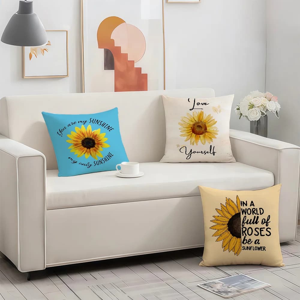 Fodera per cuscino vintage con girasoli estivi, regali per compleanno e anniversario, fodera per cuscino con cerniera stampata su entrambi i lati, biancheria da letto morbida per la pelle