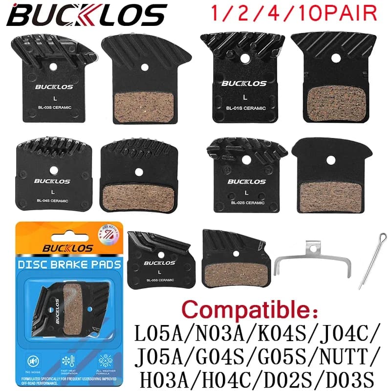 BUCKLOS Pastiglie freno a disco per bicicletta Pastiglie freno idraulici per bici in ceramica Pastiglie freno MTB da strada per Shimano L05A J04C J05A H03A N03A NUTT
