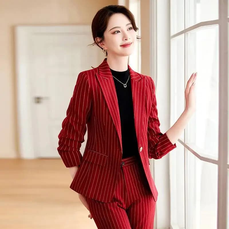 Plus Size Formal Pantsuits Professional Women Business Work Wear Autumn Winter Career Interview Trousers Sets Ladies Outfits