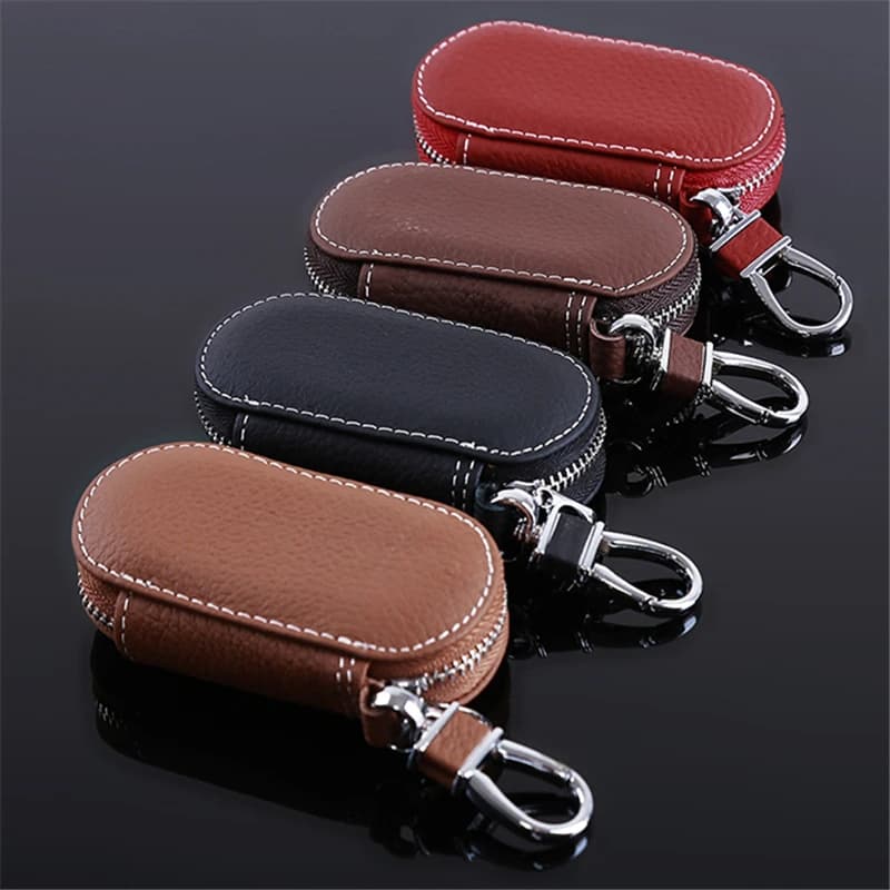 Portachiavi Auto in Pelle da Uomo, Custodia per Chiavi Auto, Organizzatore Chiavi, Portachiavi Unisex con Cerniera