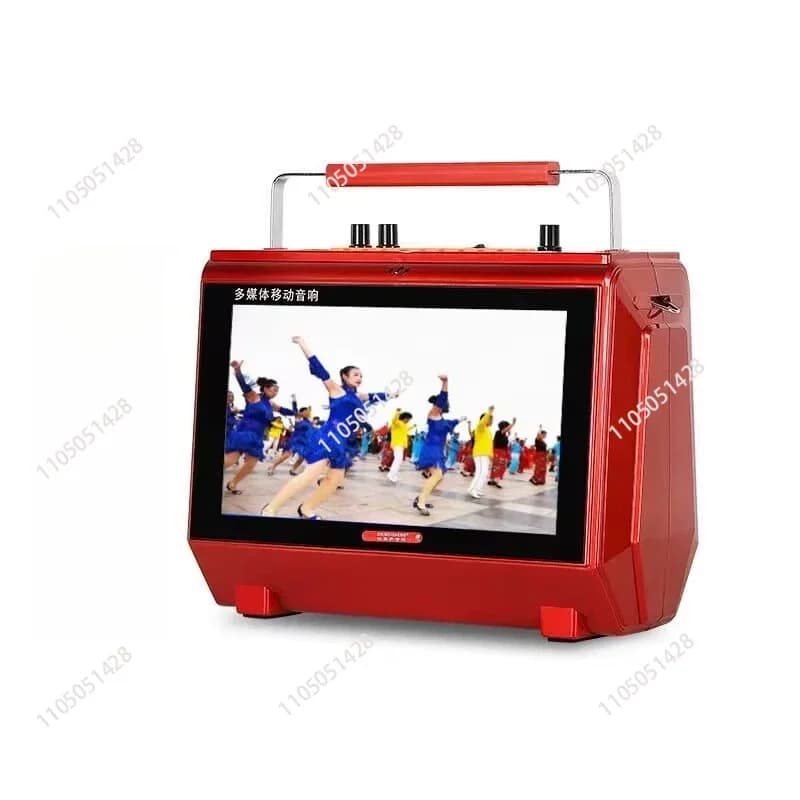 Karaoke Machine with Lyrics Display Screen Portable Bluetooth Speaker with 2 Rechargeable Mics Outdoor Video TV 20W Speaker