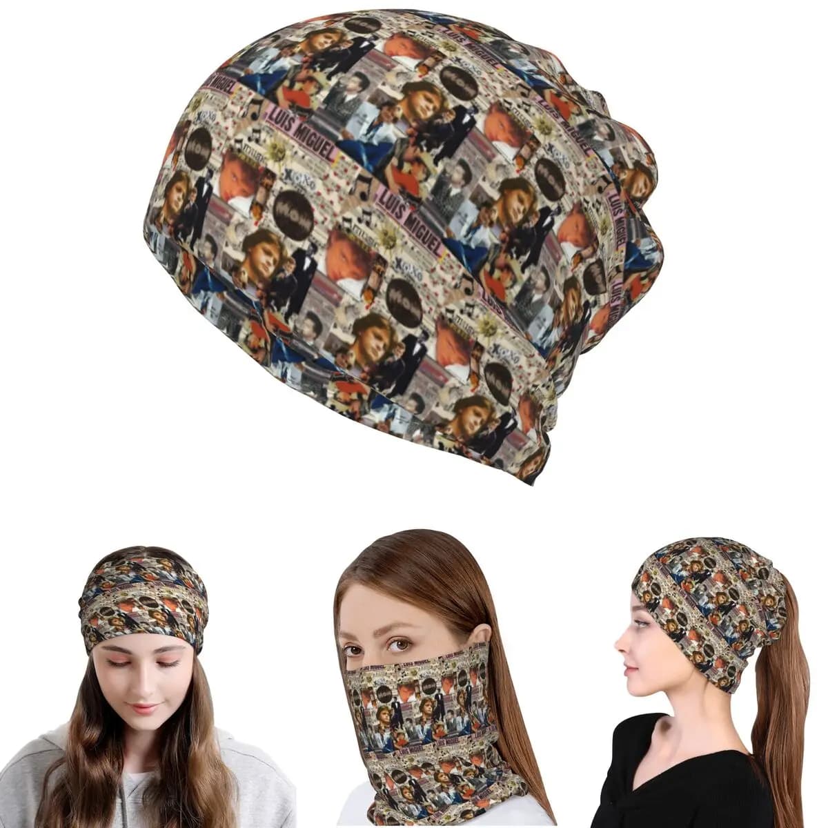 Luis Miguel Singer Bandana Scaldacollo Sciarpa per il viso Copricapo multiuso Cappello Beanie per uomo donna adulto invernale