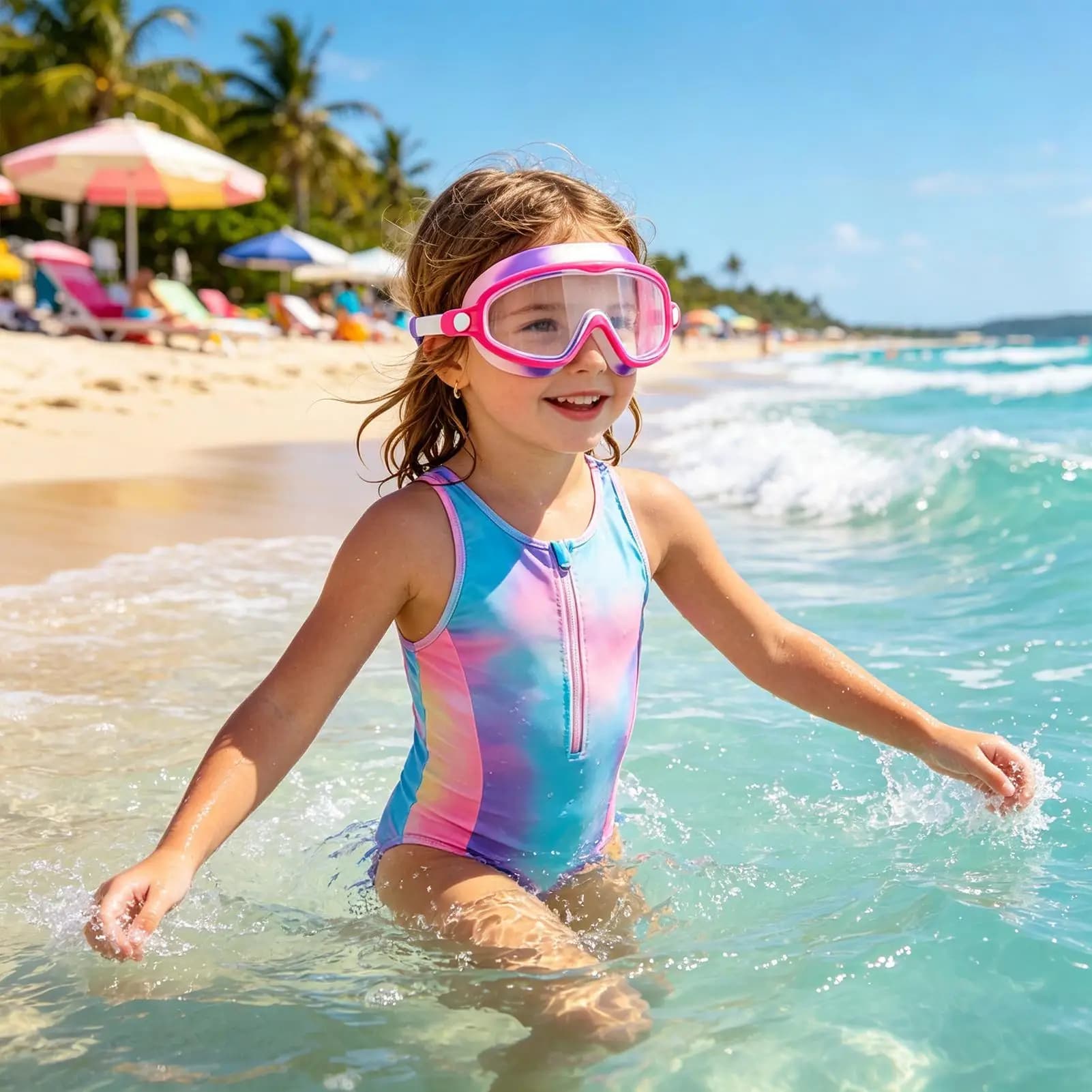 Occhialini da nuoto per bambini, antiappannamento e anti-UV, con clip per naso e tappi per le orecchie, cinturino regolabile, senza perdite d'acqua.