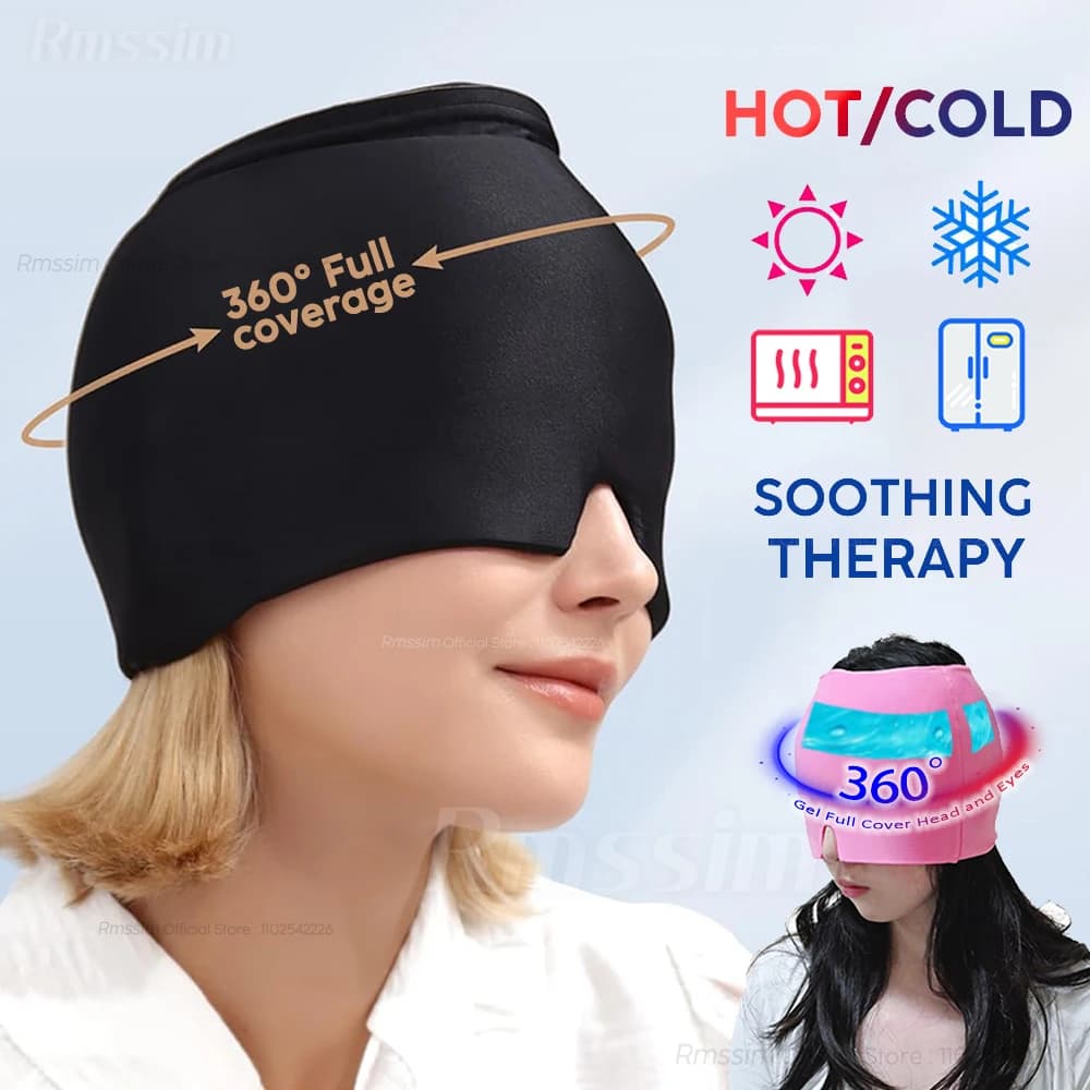 Ice Gel Headaches Hat to Relieve Migraine Cold Compression Therapy Cap Wrap for Ice Head Packaging Eye mask to relieve pressure Pain Ice Hat