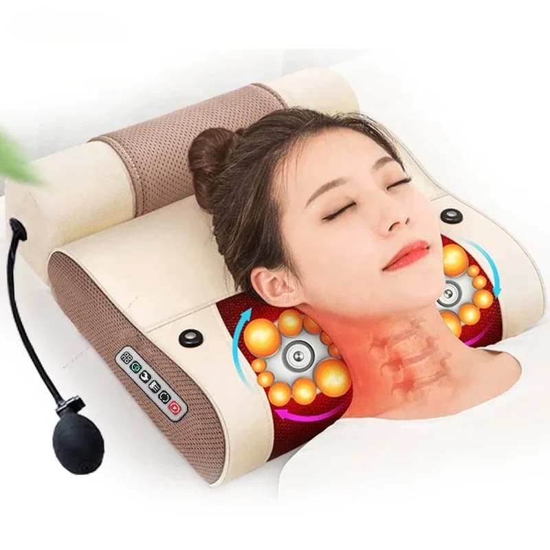 C-M1 2 in 1 Shiatsu Testa Spalla Schiena Collo shiatsu Vibratore Collo a infrarossi Supporto morbido Cuscino per massaggio da viaggio