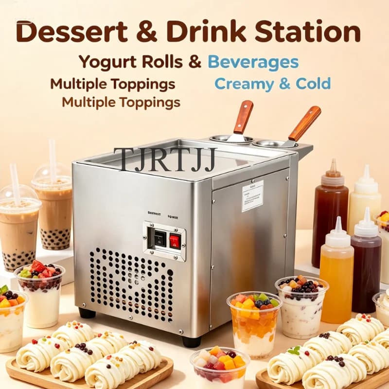 Electric Fried Ice Cream Roll Making Machine Stainless Steel Square Pan Thailand Frying Fruit Yogurt Ice Cream Machine