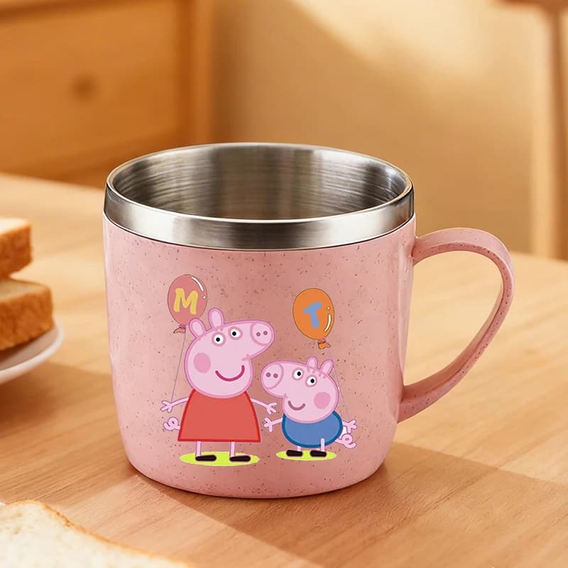 Tazza d'Acqua Peppa Pig in Acciaio Inox, Bicchieri Portatili per Bambini, Bottiglia Antigoccia con Cartoni Animati, Regalo di Compleanno per Bambini