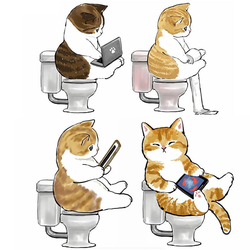 Divertente gatto gattino sulla toilette adesivo per frigorifero laptop bagagli giocattolo per bambini decalcomania in vinile decorazione