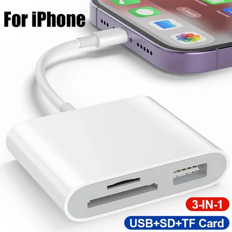 Per IOS iPhone MacBook Lettore di schede 3 in 1 Lettore di schede di memoria SD TF Adattatore USB OTG