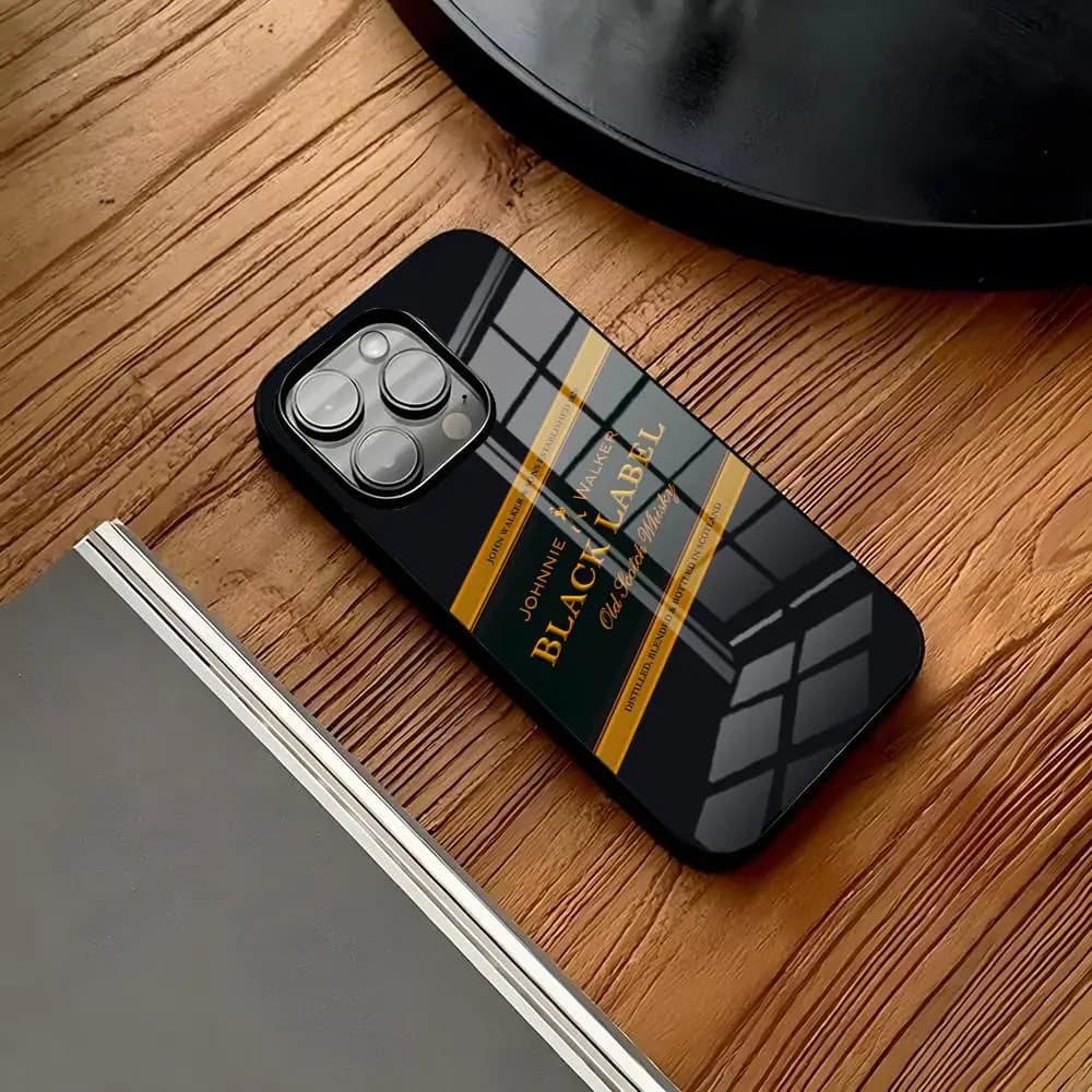 Johnnie Walker Logo Phone Case For IPhone 17 16 15 Pro 14 13 12 11 Mini Glass Design Cove