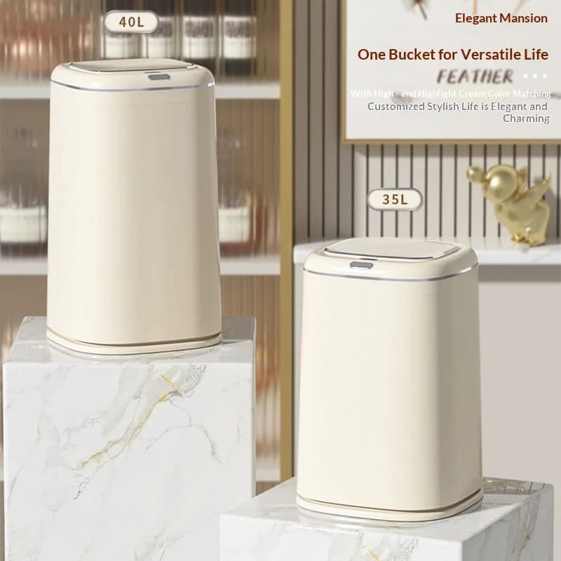 Intelligent induction open lid trash can household living room kitchen large capacity waterproof trash can with lid