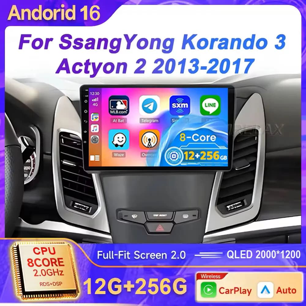 Android ad alte prestazioni per SsangYong Korando 3 Actyon 2 2013 - 2017 Bluetooth No 2din Monitor No 2din Carplay Radio Screen Dash
