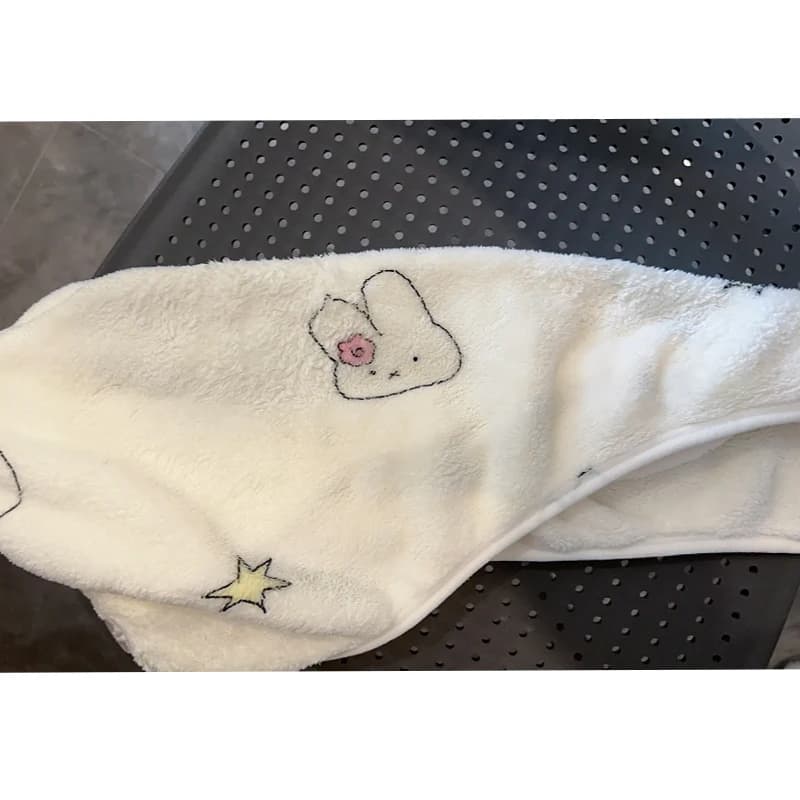 Asciugamano da bagno e fascia per capelli in pile corallo Kawaii Miffy, assorbente, ad asciugatura rapida, multiuso, morbido, in peluche, per il bagno, adatto ai viaggi