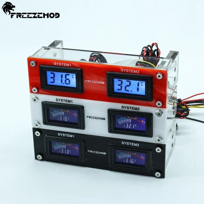 FREEZE WDXS-GQ Multi-Function Drive Bay Panel con Display della temperatura a doppio schermo a doppio gruppo per il raffreddamento ad acqua del PC