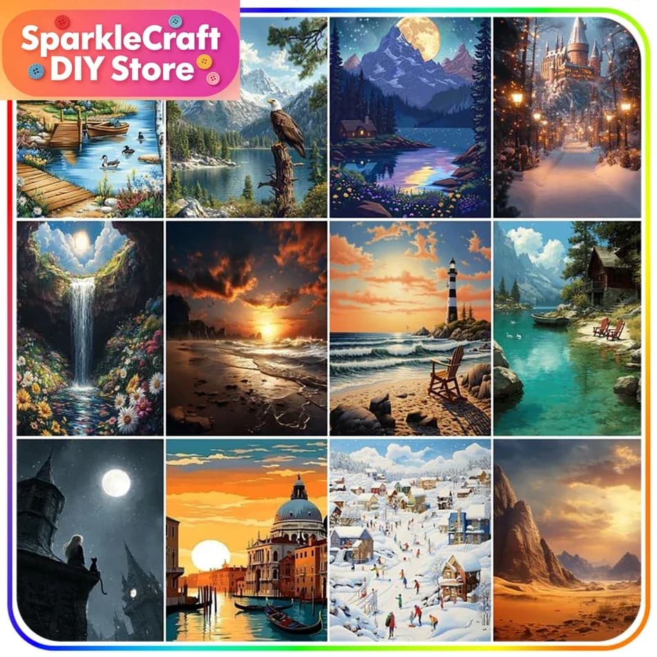 1pc frameless Diamond Painting Handicraft Landscape Scenery 5D Diamond Pictures Embroidery Cross Stitch Kits Handwork Diamond M