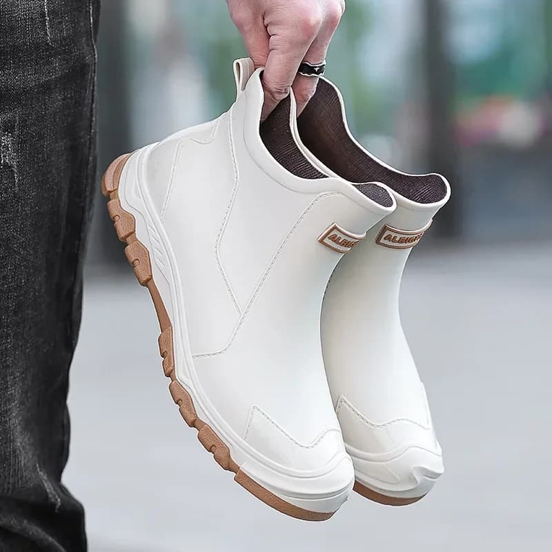 Stivali da lavoro in gomma leggeri Stivali da pioggia da uomo Stivali impermeabili Stivaletti casual antiscivolo da esterno Escursionismo Pesca Scarpe da acqua