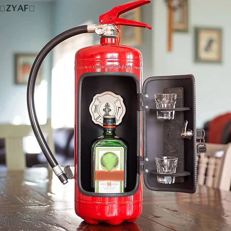 maveraZYAF Forma creativa di estintore, scatola per vino, mini armadietto per vino domestico, scatola porta champagne, regalo artigianale 1 pz